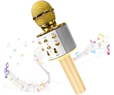 Ausinės RTO Mikrofonas karaoke belaidis bluetooth głośnik 2 auksinė e114