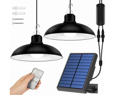 RTO Podwójna lampa solarna żyrandol led wisząca ogrodowa zewnętrzna pilot