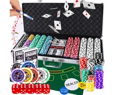 RTO Rinkinys do pokera 500 żetonów dėklas karty texas kostki żetony poker duży - dr294