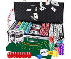 RTO Rinkinys do pokera 500 żetonów dėklas karty texas kostki żetony poker duży - dr294