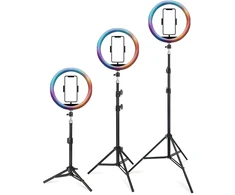 RTO Žiedinė lempa rgb led selfie ring statyw pilot + telefono laikiklis 21