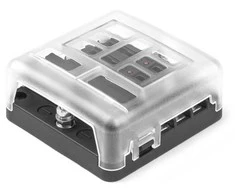 Saugiklių dėžutė, 6 lizdų su LED ir minuso jungtimi AMIO-03038