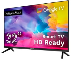 Kruger &amp; Matz Televizorius „KrugerMatz“ 32 colių HD „Google TV 5.0“ televizorius, DVB-T2/S2/T/C H.265 HEVC