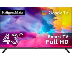 Televizorius Kruger &amp; Matz 43" FHD Google TV, DVB-T2/S2/T/C H.265 HEVC