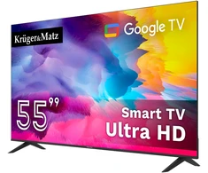 Kruger &amp; Matz Televizorius „KrugerMatz“ 55 colių UHD „Google TV 5.0“ DVB-T2/T/C H.265 HEVC televizorius
