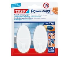 Kabliukai Tesa Power Strips Large Ovale, lipnūs, plastikiniai, balti (2) 2008-101