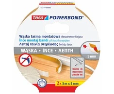 Siaura dvipusį lipnioji juostelė Tesa, 2x 5m x 9 mm, balta