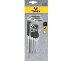 Topex Rinkinys šešiabriauniai raktai tipo L 1,5-10mm 9 vnt. (35D956)