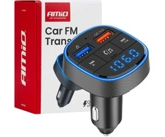 Automobilinis FM siųstuvas, 2×USB-A 12V 24V AMIO-04648