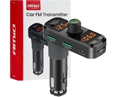 Automobilinis FM siųstuvas, 2×USB-A 1×USB-C Micro SD 12V 24V AMIO-04653
