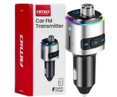 Automobilinis FM siųstuvas, 2×USB-A Micro SD 12V 24V AMIO-04654