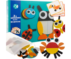 Kruzzel Medinė Montessori dėlionė - spalvotos formos 29 dalys