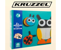 Kruzzel Medinė Montessori dėlionė - spalvotos formos 29 dalys