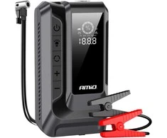 4in1 automobilinis užvedimo įrenginys (booster) su kompresoriumi, LED žibintuvėliu ir Powerbank 12V 12Ah 1600A AMIO-04677