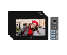 Orno 4 šeimos vaizdo domofonas, spalvotas laisvų rankų įranga, 7 colių LCD, jutiklinis ekranas, OSD meniu, atmintis, SD kortelės lizdas, DVR, vartų valdymas, juodas, FELIS MEMO MULTI4
