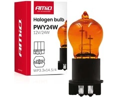 Halogeninė lemputė pwy24w wp3.3x14.5-4 gintaro spalvos 12v 24w amio-04410