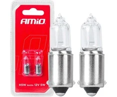 Halogeninės lemputės H5W 12V 5W BAX9S baltos 2vnt. blisterinėje pakuotėje amio-03354
