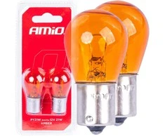 Halogeninės lemputės py21w ba15s 12v oranžinės 2vnt. blisterinėje pakuotėje amio-04354/03352