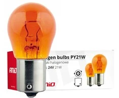 Halogeninės lemputės py21w bau15s 24v 21w gintaro spalvos 10 vnt. (e8) amio-02573