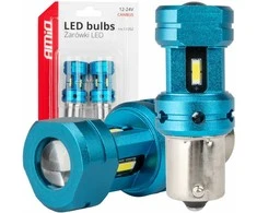 LED lemputės Canbus 1156 BA15S P21W R10W R5W 4SMD 1860 baltos 12V 24V amio-04252
