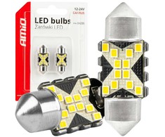 LED CANBUS lemputės Festoon C5W 12SMD 2016 31mm Baltas 12V 24V AMIO-04235