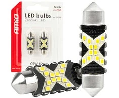 LED lemputės, Canbus, festoon, C5W, 12SMD, 2016 m., 36 mm, baltas, 12V, 24V, amio-04236