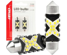 „Canbus Festoon C5W 12SMD LED“ lemputės 2016 m., 41 mm, baltos, 12 V, 24 V, amio-04238