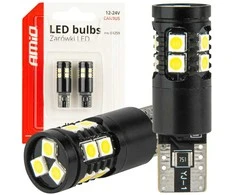 LED lemputės Canbus T10 W5W 13SMD 3030 baltos 12V 24V amio-04259