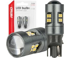 LED lemputės Canbus T10 W5W 16SMD 2016 baltos 12V 24V amio-04234