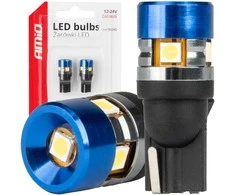 LED lemputės Canbus T10 W5W 5SMD 3030 baltos 12V 24V amio-04240