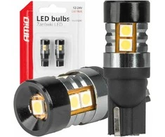 LED lemputės Canbus T10 W5W 9 SMD 3030 baltos 12V 24V amio-04241