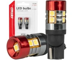 LED lemputės Canbus T10 W5W 9 SMD 3030 baltos 12V 24V amio-04242