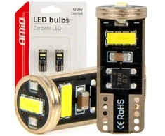 Żarówki led canbus t10e w5w 3x2055 smd baltas 12v 24v amio-03720