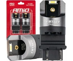 LED lemputės „Full Canbus Pro P27/7W“ 2x3157 SMD baltos 12 V 24 V amio-03598