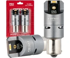 LED lemputės, pilnos „Canbus“ py21w, 2x1860 SMD, oranžinės, 12v, 24v, amio-03604