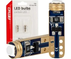 Standartinės žalios LED lemputės W1W T5 12V 3030 1LED HP amio-03729