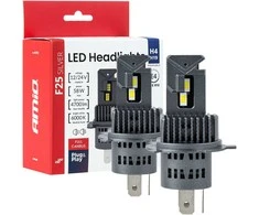 LED žibintų lemputės F25 Sidabrinis FULL CANBUS H4/H19 54/58W 12V 24V AMIO-04703