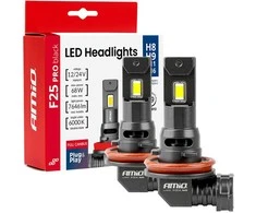 LED žibintų lemputės F25 PRO Juodas FULL CANBUS H8 H9 H11 H16 68W 12V 24V AMIO-04721