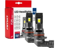 LED žibintų lemputės F25 PRO Juodas FULL CANBUS HB3 68W 12V 24V AMIO-04722