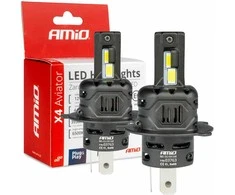 LED žibintų lemputės X4-series AVIATOR H4/H19 6500K max 44W AMIO-03763