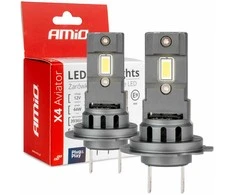 LED žibintų lemputės X4-series AVIATOR H7/H18 6500K max 44W AMIO-03764