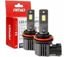LED žibintų lemputės X4-series AVIATOR H8/H9/H11/H16 6500K max 44W AMIO-03765