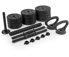 Spokey Rinkinys hantli 4w1 (sztanga, hantle, kettlebell, podpórki do pompek) PONDUS SET 20 kg (Rinkinys hantli 4w1 (sztanga, hantle, kettlebell, podpórki do pompek) Spokey PONDUS SET 20 kg)