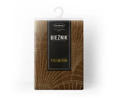 Eurofirany BLINK / 14 Aksominis stalo takelis su su dideliu art deco stiliaus vėduoklės raštu, 35X140 cm, spalva: ruda