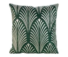 Eurofirany BLINK / 27 Aksominis pagalvės užvalkalas su sidabriniu raštu, 45X45 cm, spalva: šviesiai žalia / šviesiai auksinė