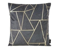 Eurofirany BLINK / 29 Aksominis pagalvės užvalkalas su auksiniu geometriniu raštu, 45X45 cm, spalva: plieno