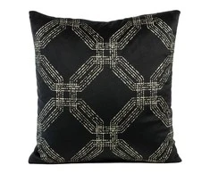 Eurofirany BLINK / 30 Aksominis pagalvės užvalkalas su sidabriniu raštu, 45X45 cm, spalva: juoda / šviesiai auksinė