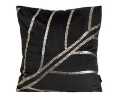 Eurofirany BLINK / 38 Aksominis pagalvės užvalkalas su auksiniu lapų raštu, 45X45 cm, spalva: juoda