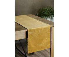 Eurofirany BLINK / 18 Aksominis stalo takelis su vandens lelijos lapų raštu, 35X180 cm, spalva: auksinė