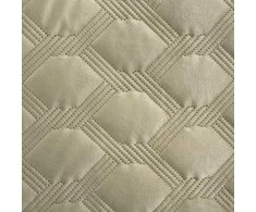 Eurofirany Kreminis geometrinis aksominis užtiesalas, 200x220 cm, dekoratyvinė lovatiesė, karšto spaudimo raštas, minkštas poliesterio pledas, prabangi lovos danga Lovatiesė